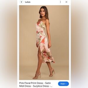 Lulu's Pink Floral Strapless Slip Dress